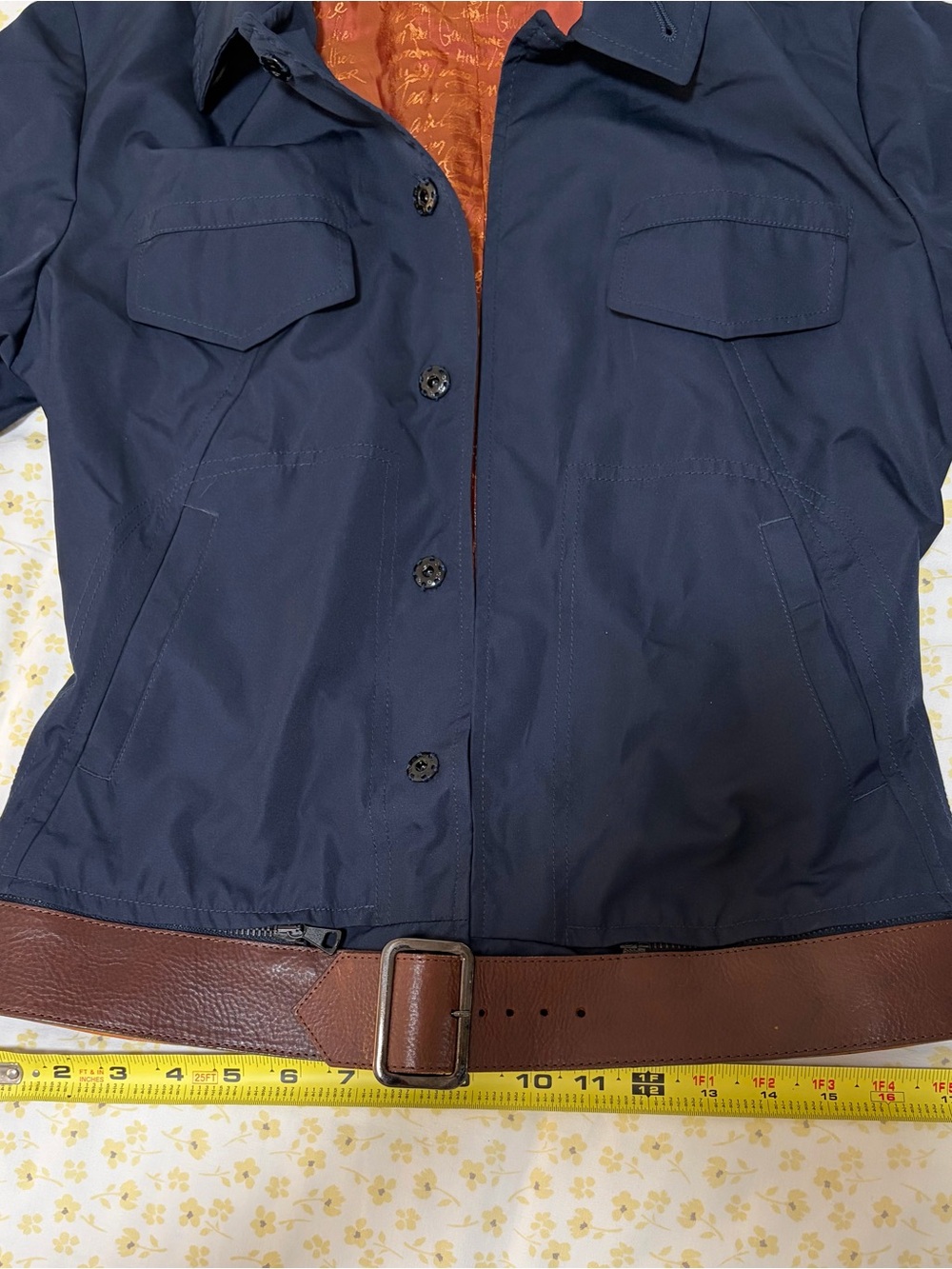 Jean Paul Gaultier Women’s Navy Bomber Jacket with Brown Belt - Picture 7 of 7